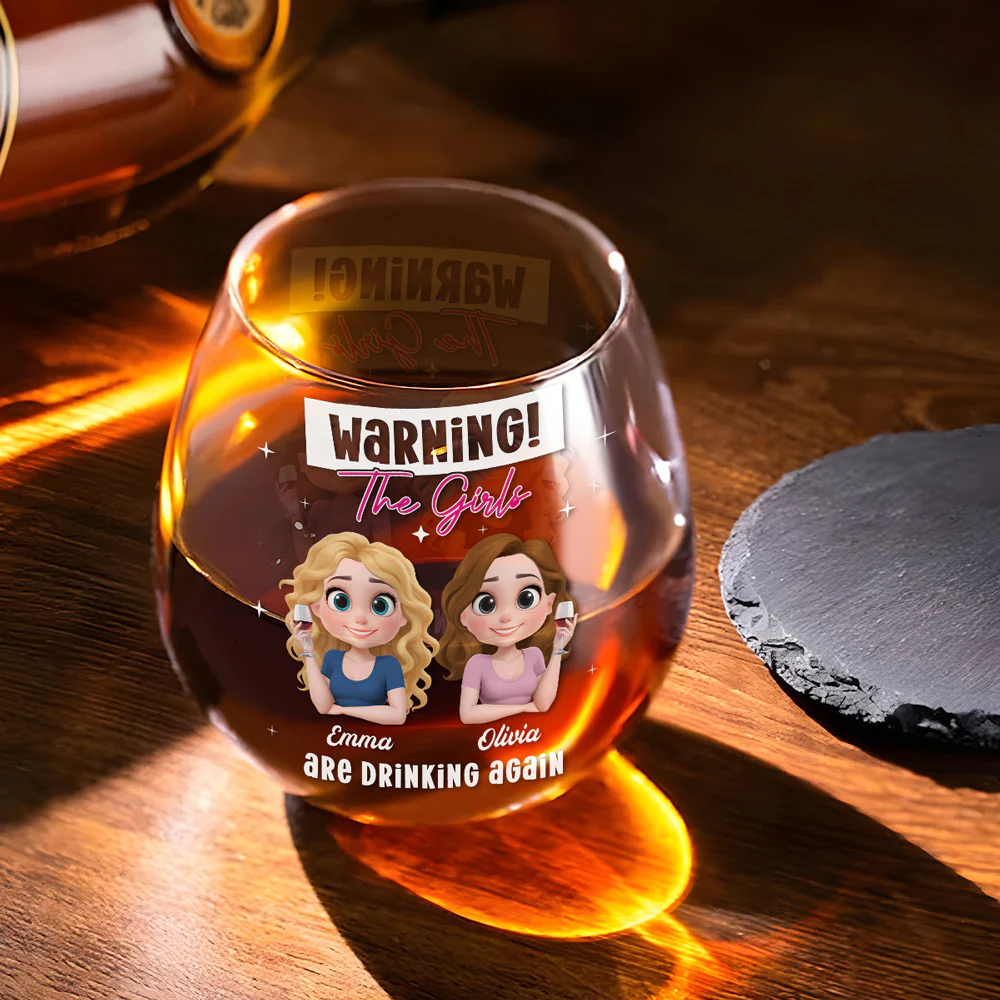 Drinking Alert - Personalized Custom Wine Glass - Image 2