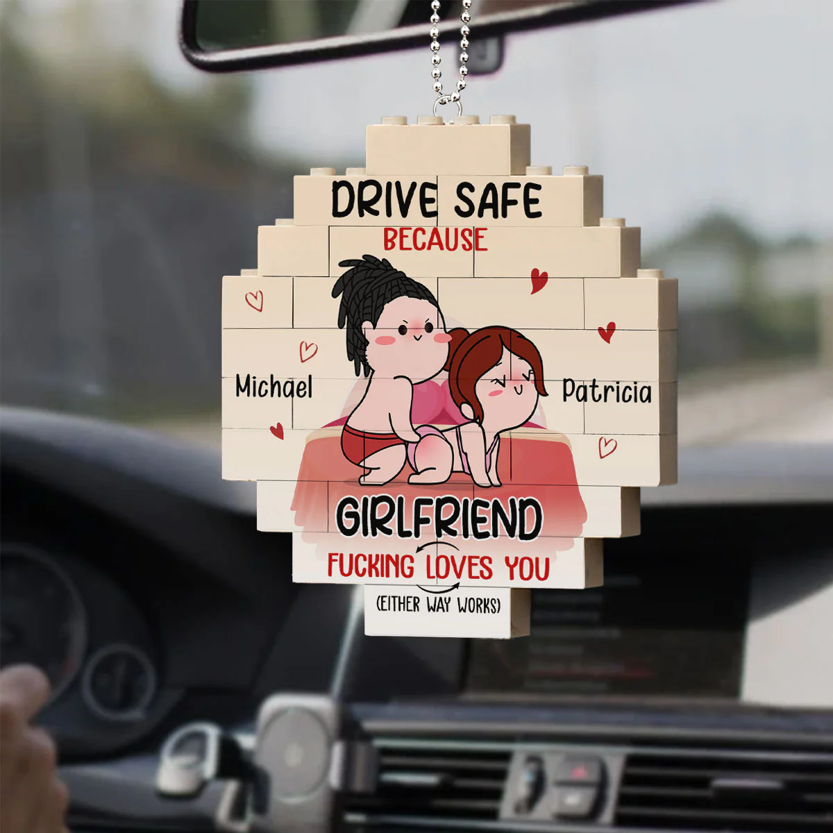 Drive Safe Because Your Wife Fucking Love You - Personalized Custom Puzzle Car Ornament - Image 4