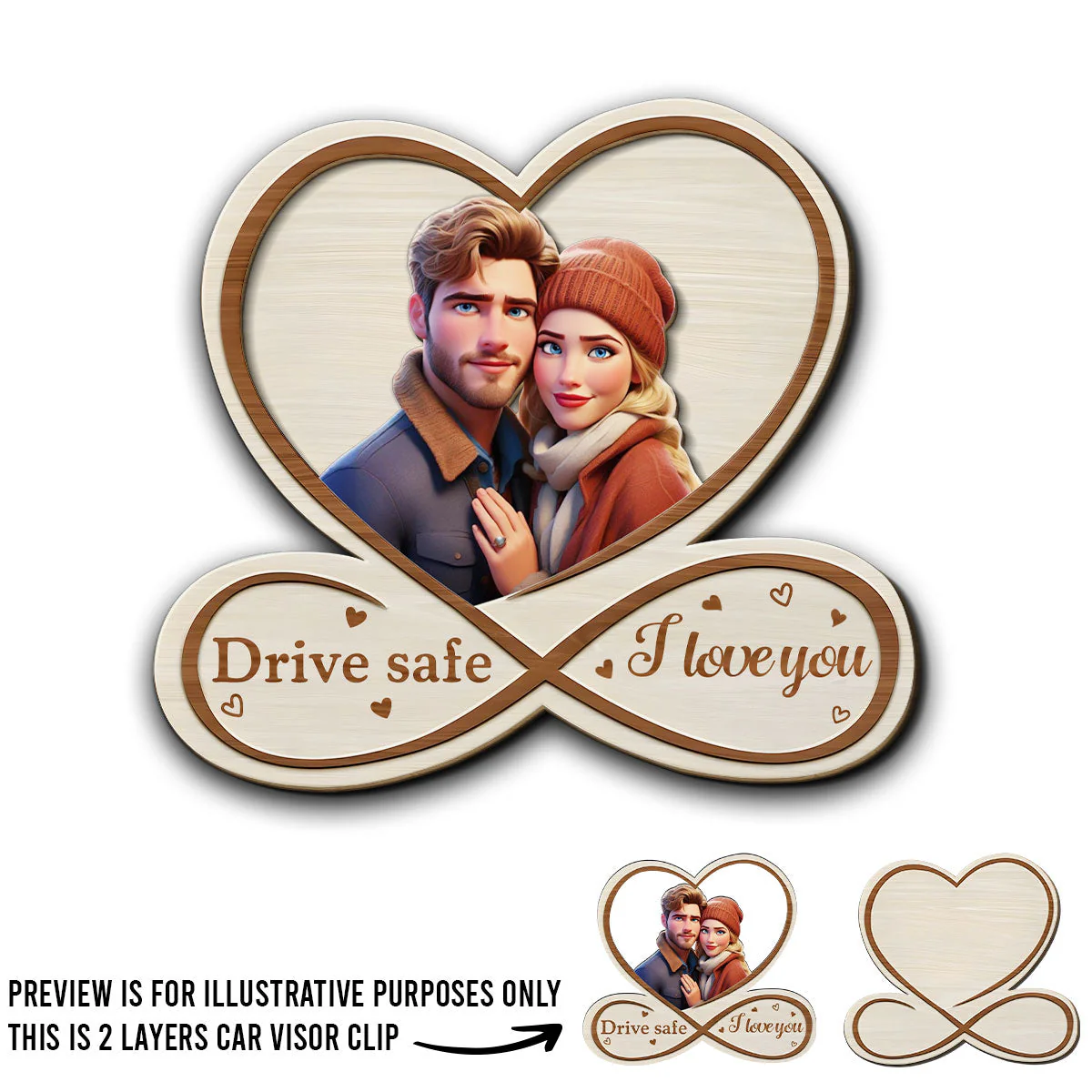Drive Safe Cartoon - Personalized Custom Car Visor Clip - Image 2