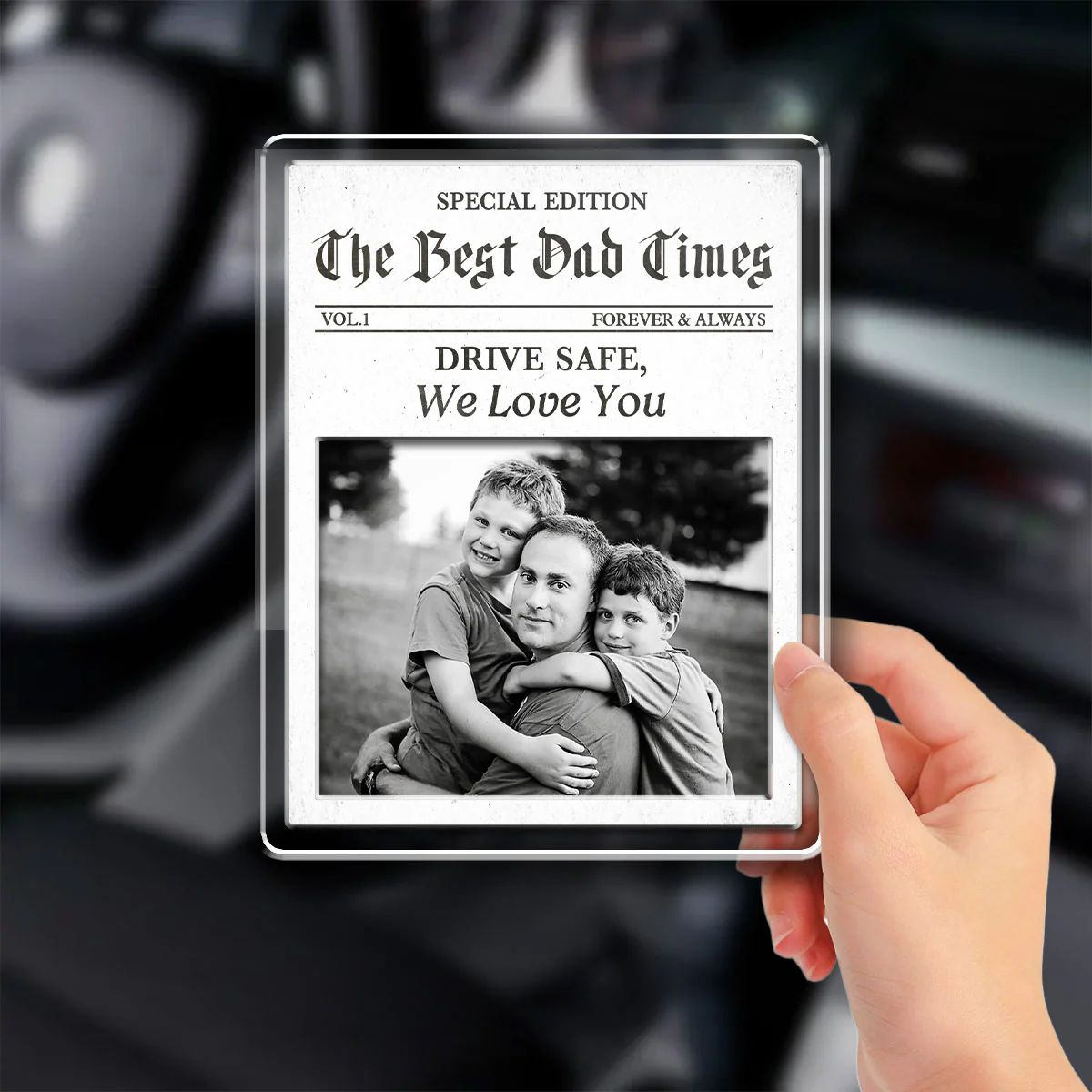Drive Safe Dad Breaking News - Personalized Custom Acrylic Car Visor Clip - Image 2