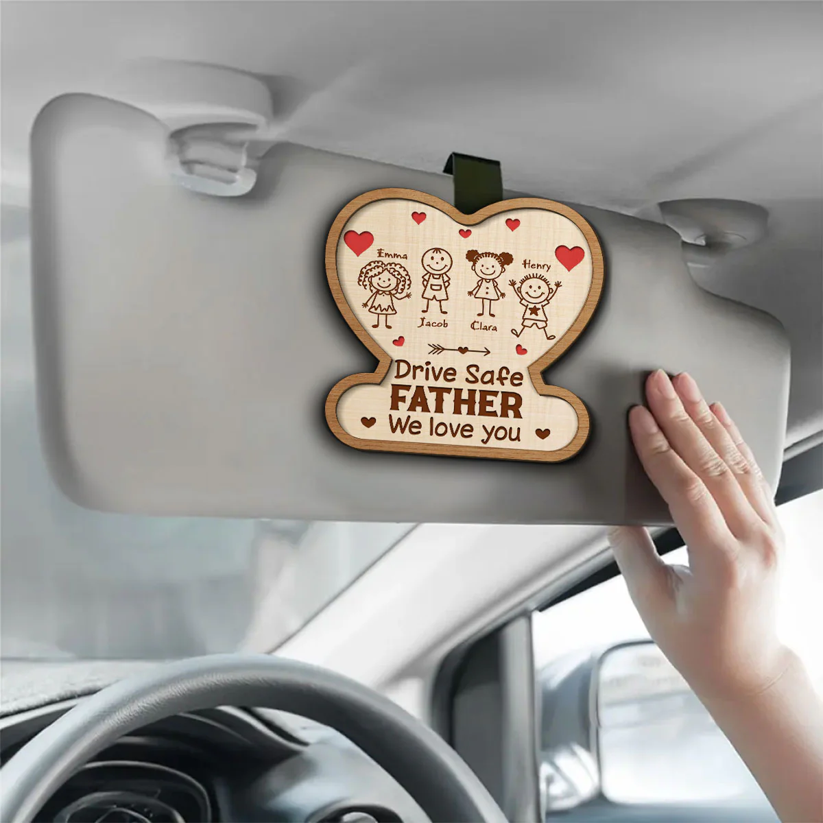Drive Safe Daddy Reminder - Personalized Custom Car Visor Clip - Image 4