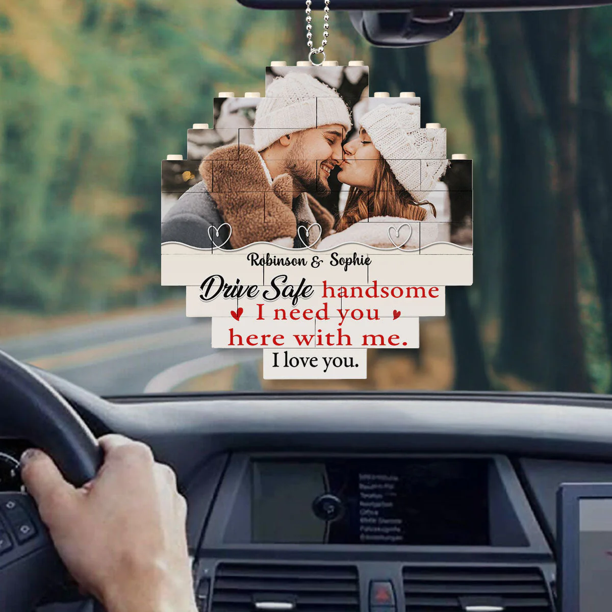 Drive Safe Handsome - Personalized Custom Puzzle Car Ornament - Image 3