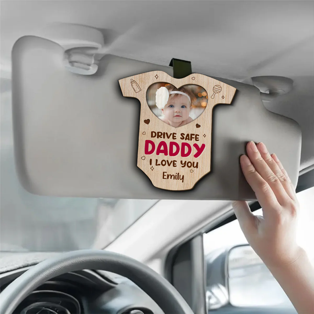 Drive Safe Love You - Personalized Custom Car Visor Clip - Image 3