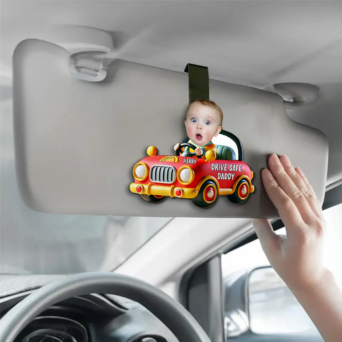 Drive Safe Message Cartoon - Personalized Custom Car Visor Clip - Image 3