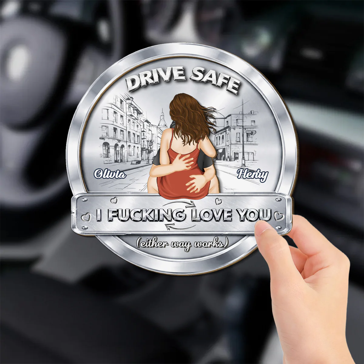Drive Safe My Love - Personalized Custom Car Visor Clip - Image 3