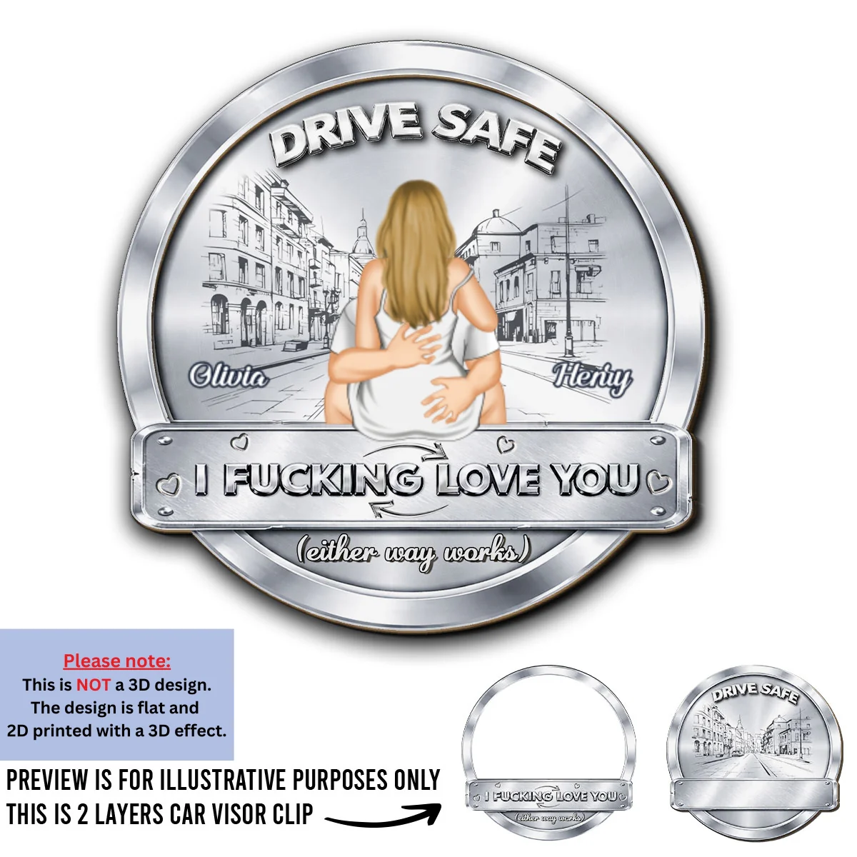 Drive Safe My Love - Personalized Custom Car Visor Clip - Image 5