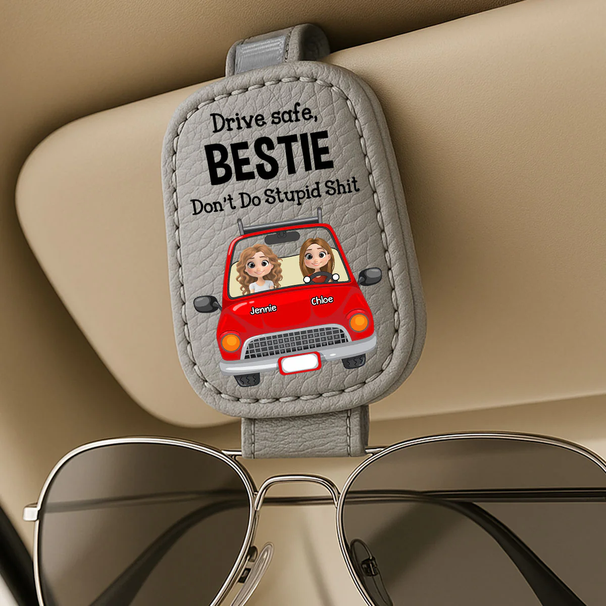 Drive Safe - Personalized Custom Sunglasses Holder For Car Visor - Image 4