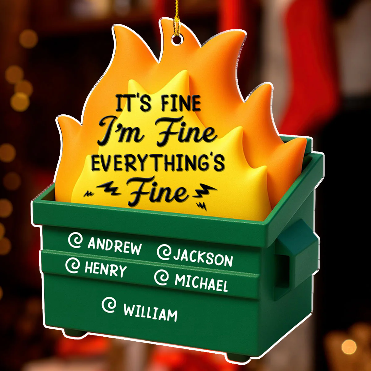 Dumpster Fire - Personalized Custom Acrylic Ornament - Image 2