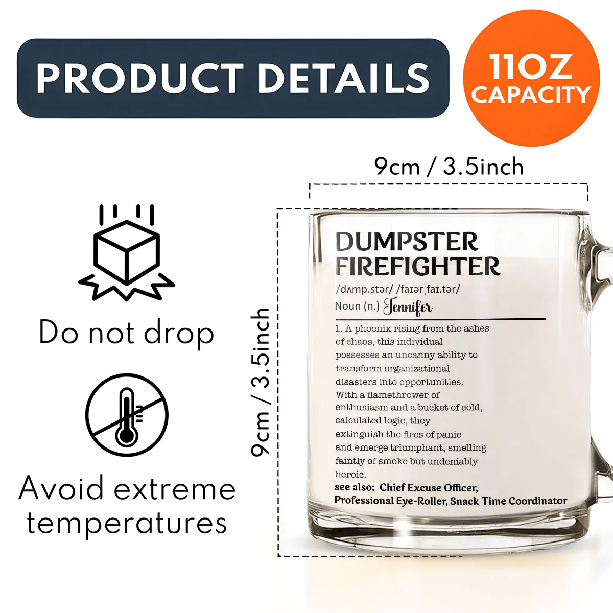 Dumpster Firefighter- Personalized Custom Glass Mug - Image 5