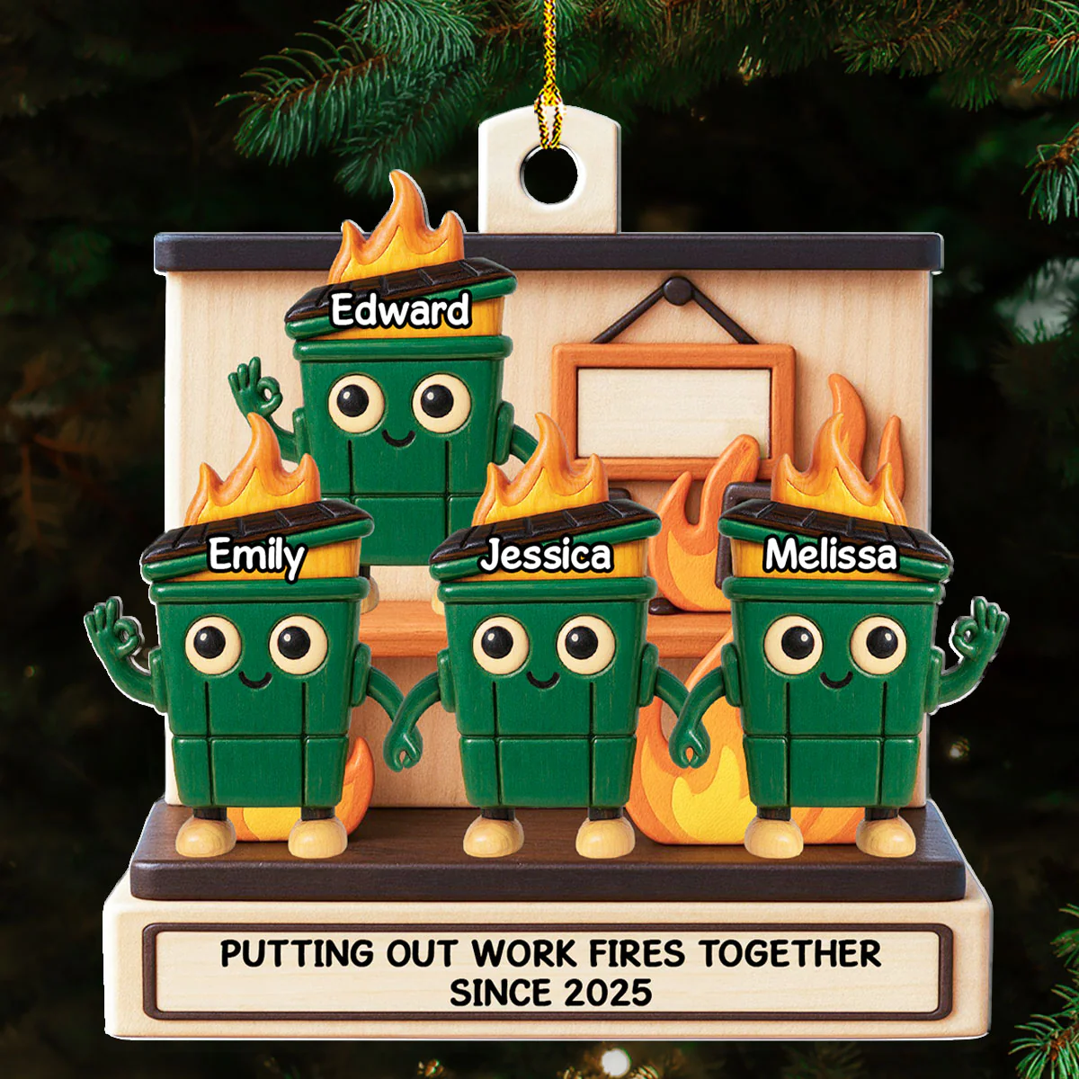 Dumpster Fires In Office Scene - Personalized Custom Acrylic Ornament - Image 4