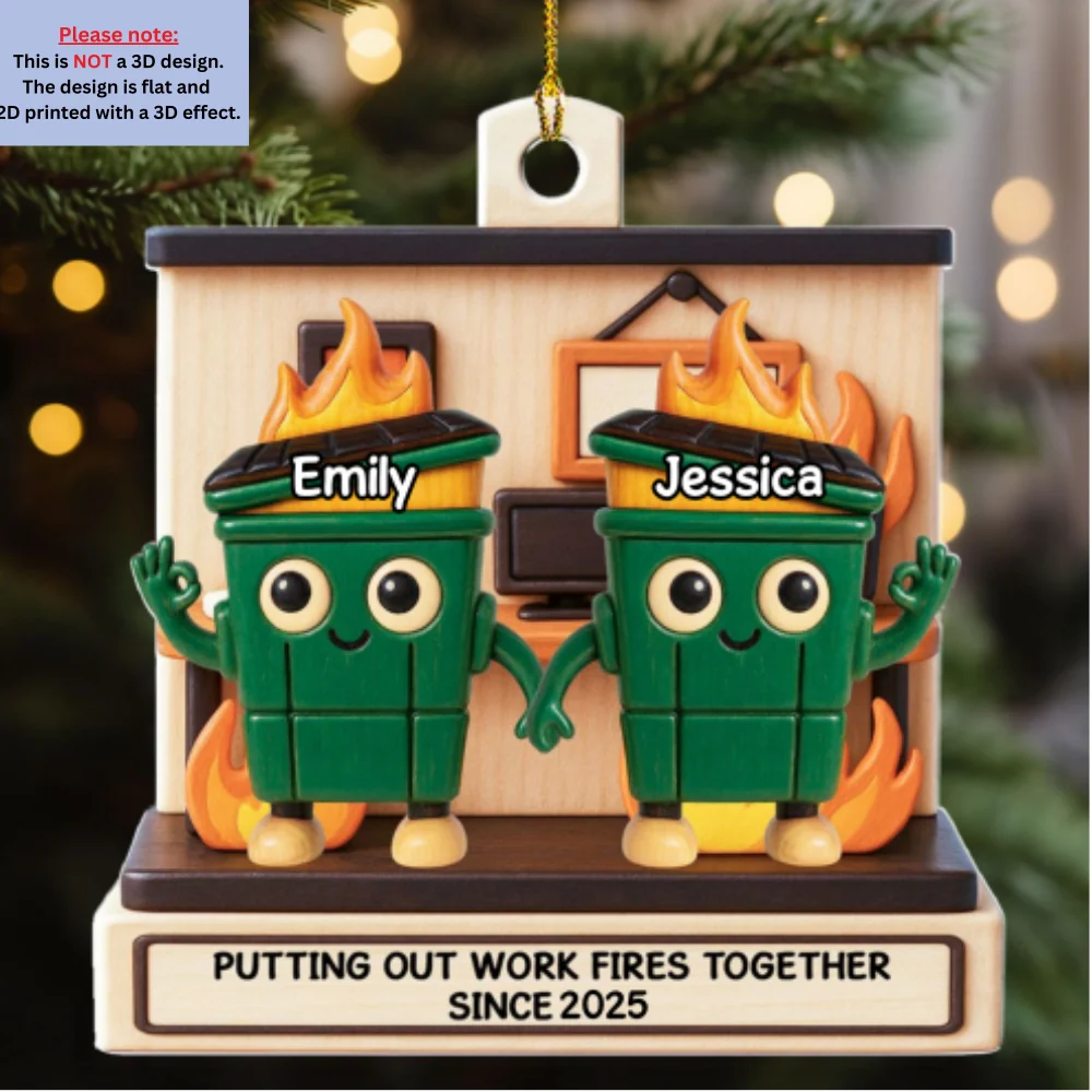 Dumpster Fires In Office Scene - Personalized Custom Acrylic Ornament - Image 6