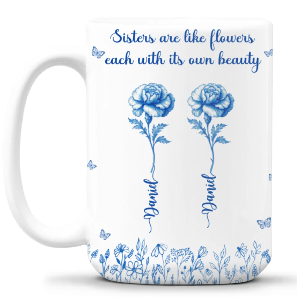 Each Sister Shines With Beauty - Personalized Custom Coffee Mug - Image 10