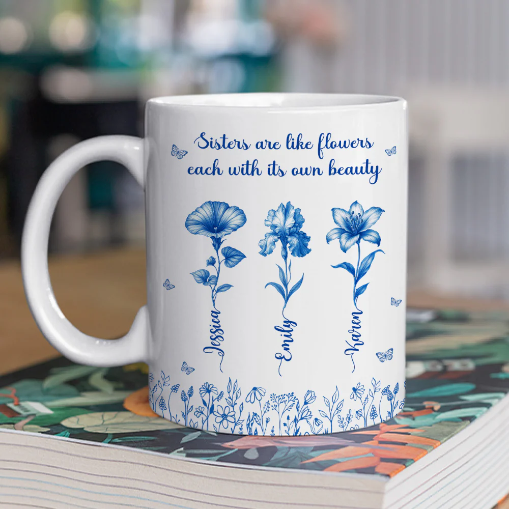 Each Sister Shines With Beauty - Personalized Custom Coffee Mug - Image 2