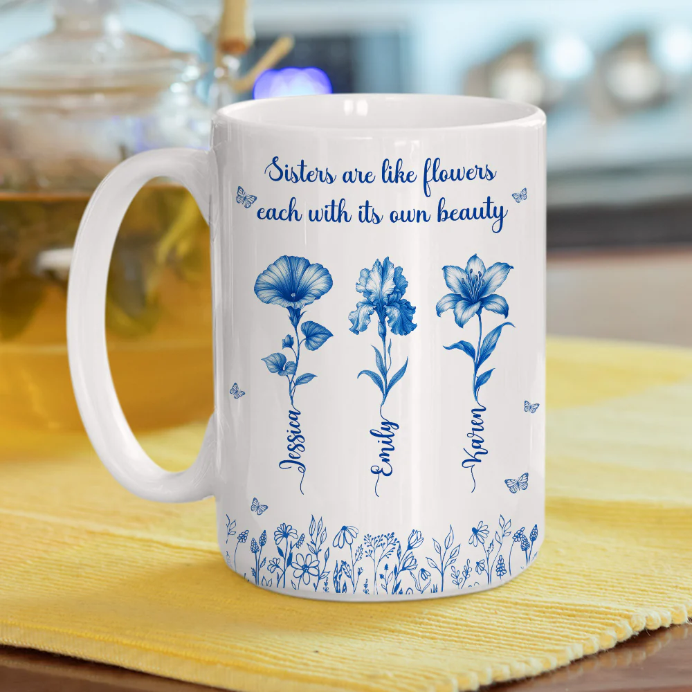 Each Sister Shines With Beauty - Personalized Custom Coffee Mug - Image 9