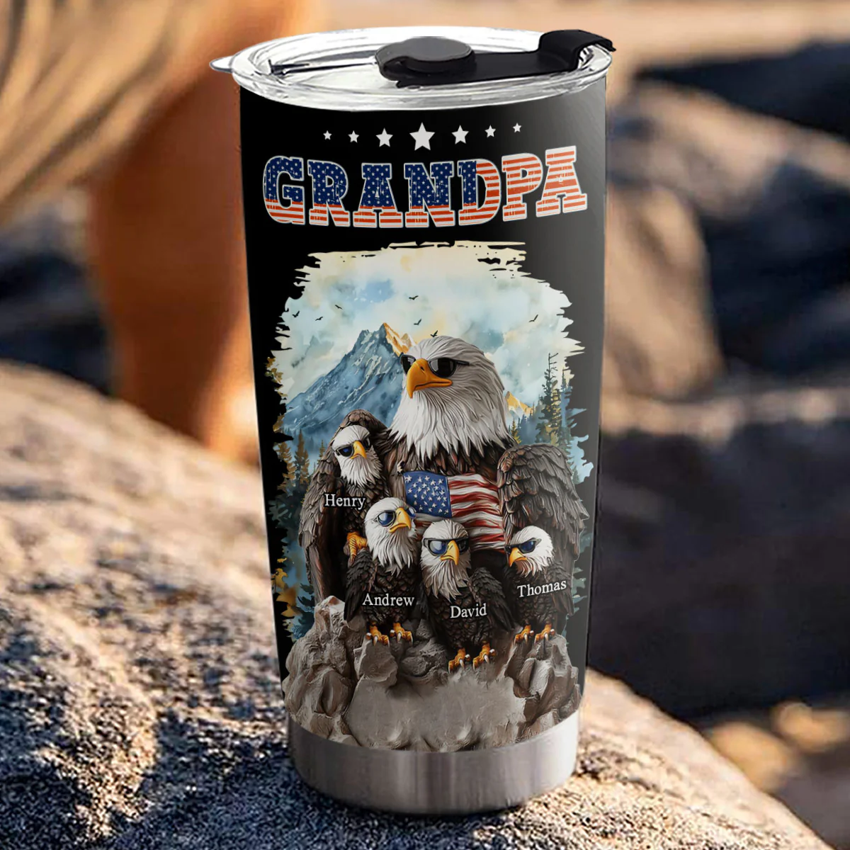 Eagle Papa - Personalized Custom Tumbler - Image 2