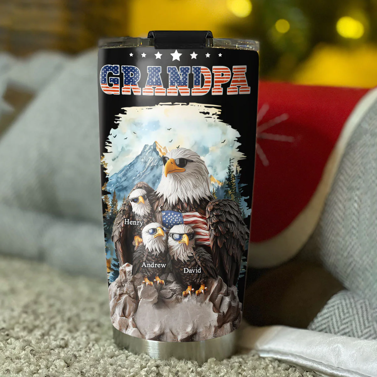 Eagle Papa - Personalized Custom Tumbler - Image 3