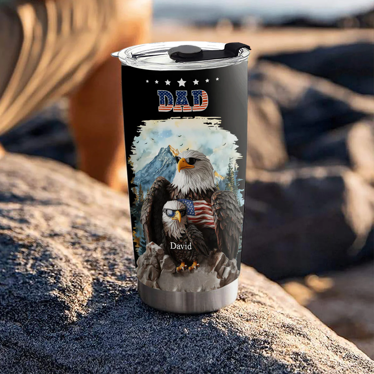 Eagle Papa - Personalized Custom Tumbler - Image 5
