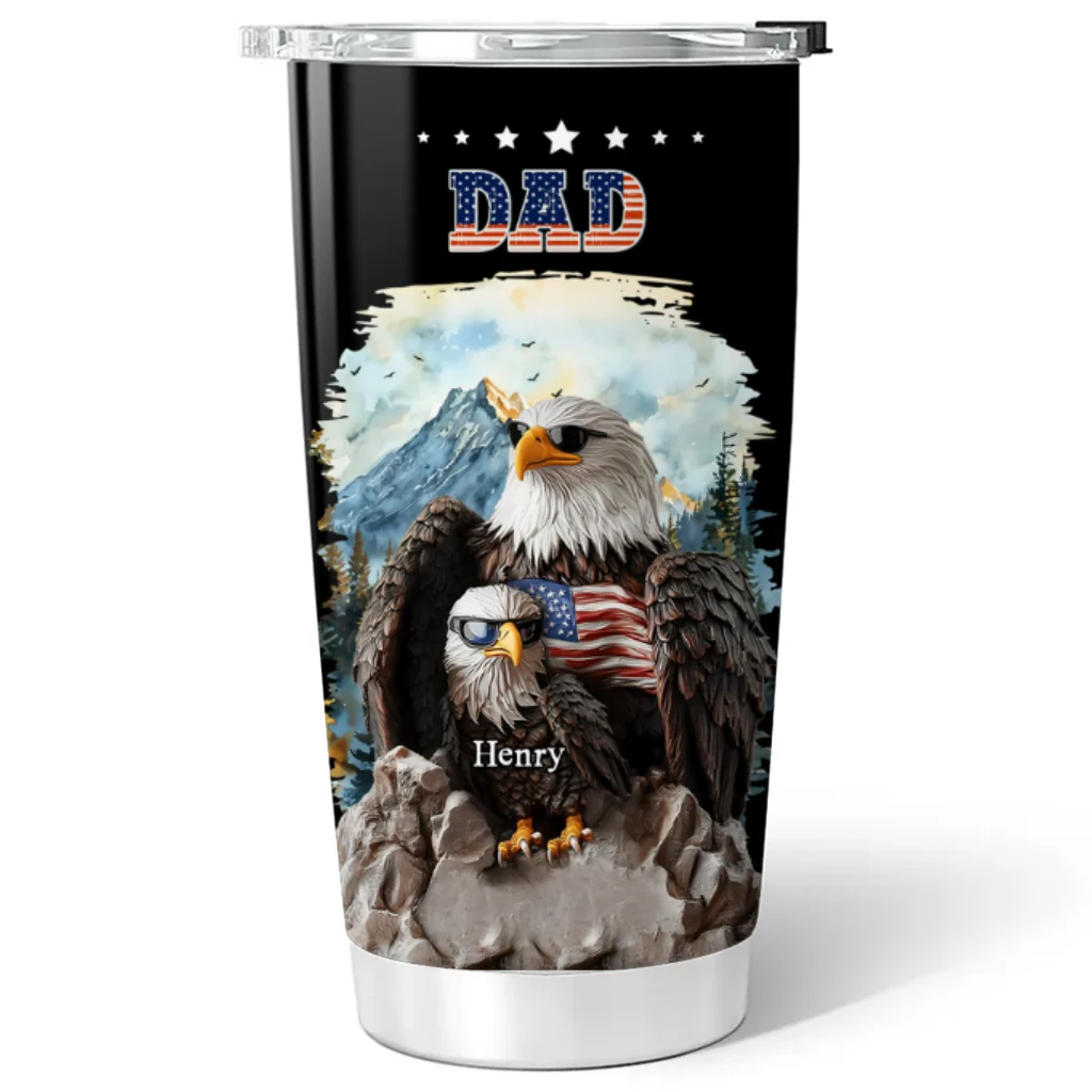 Eagle Papa - Personalized Custom Tumbler - Image 6
