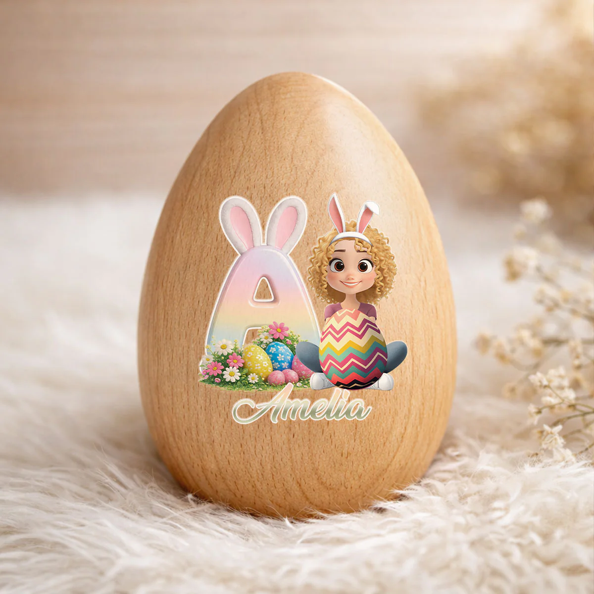  Easter Bunny - Personalized Custom Wooden Egg Shaker - Image 2