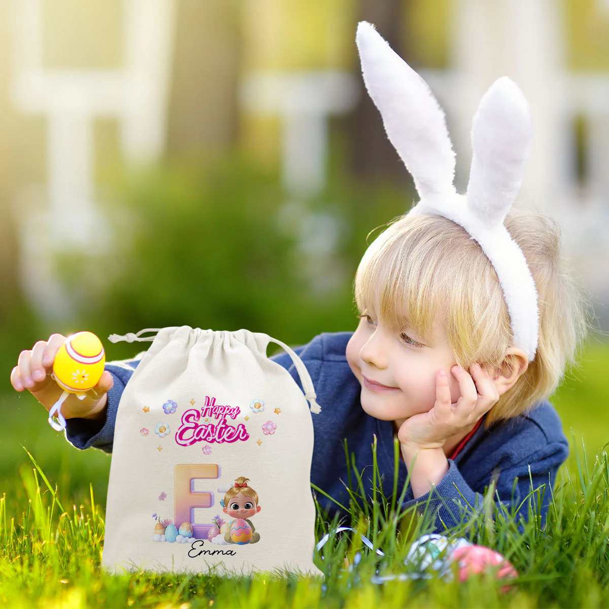 Easter Joy And Bunny Hugs - Personalized Custom Favor Bag - Image 3