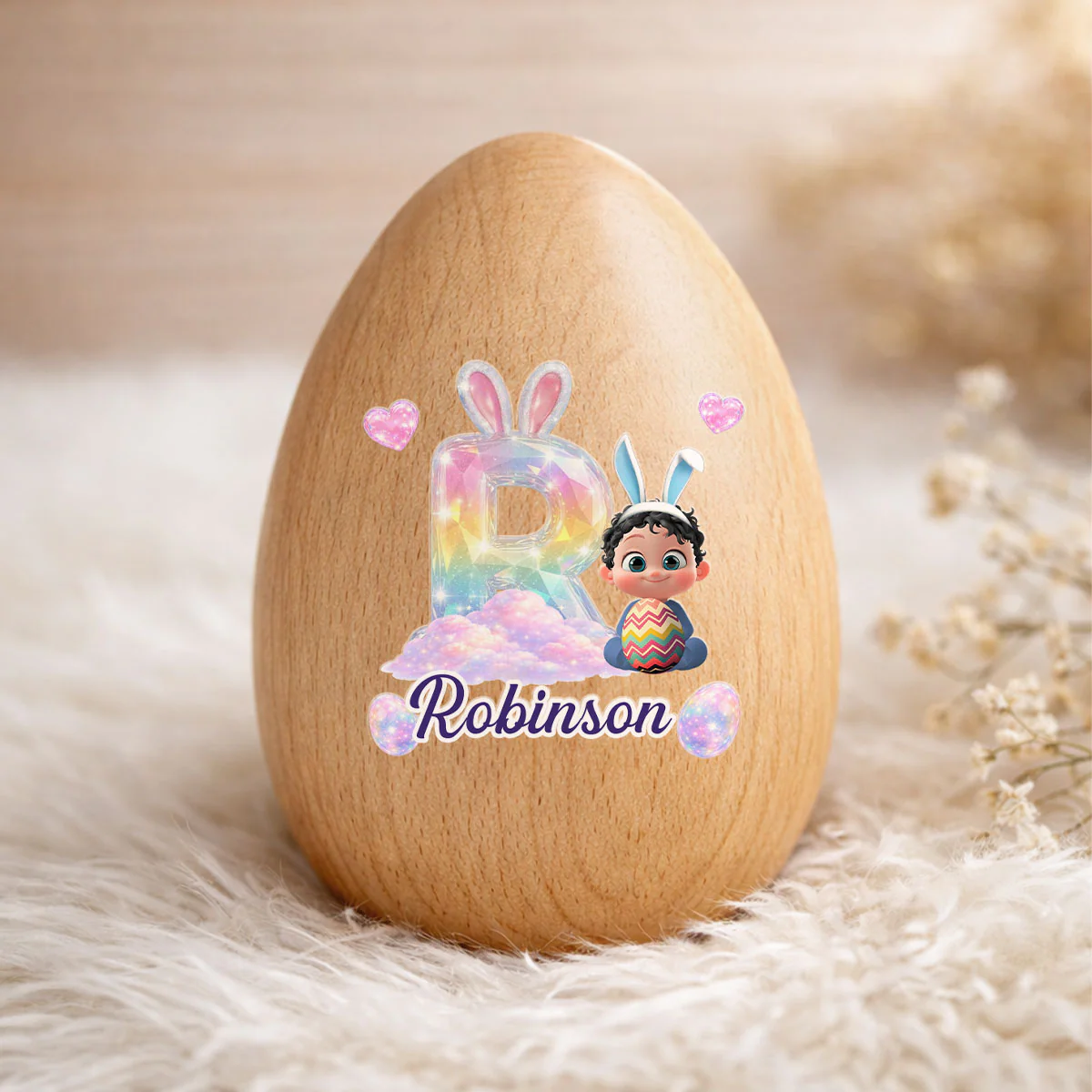 Easter With My Little Bunny - Personalized Custom Wooden Egg Shaker