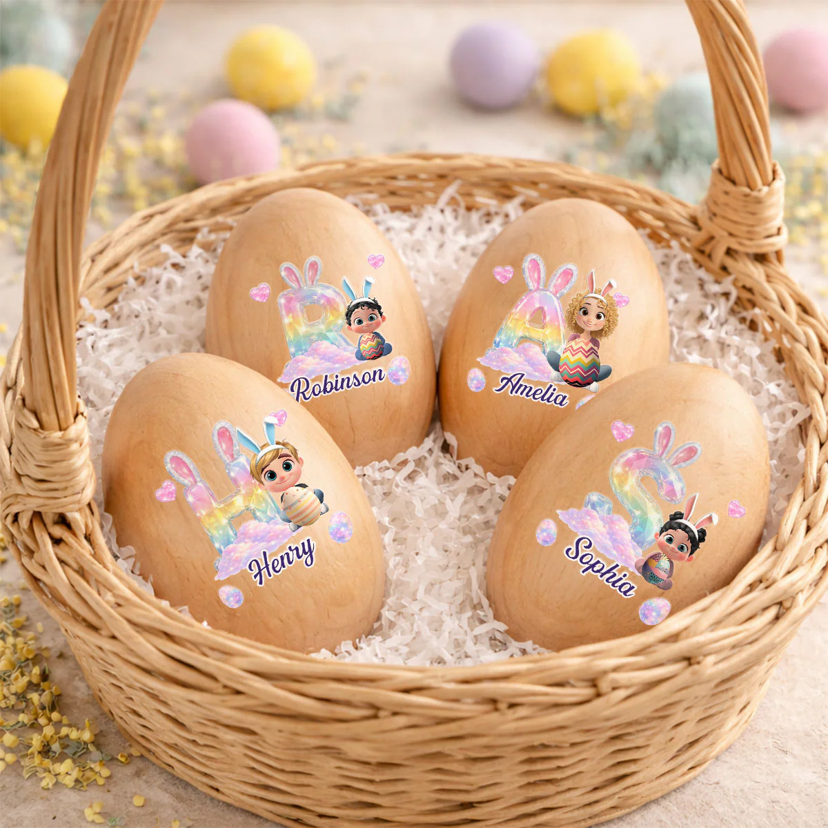 Easter With My Little Bunny - Personalized Custom Wooden Egg Shaker - Image 3