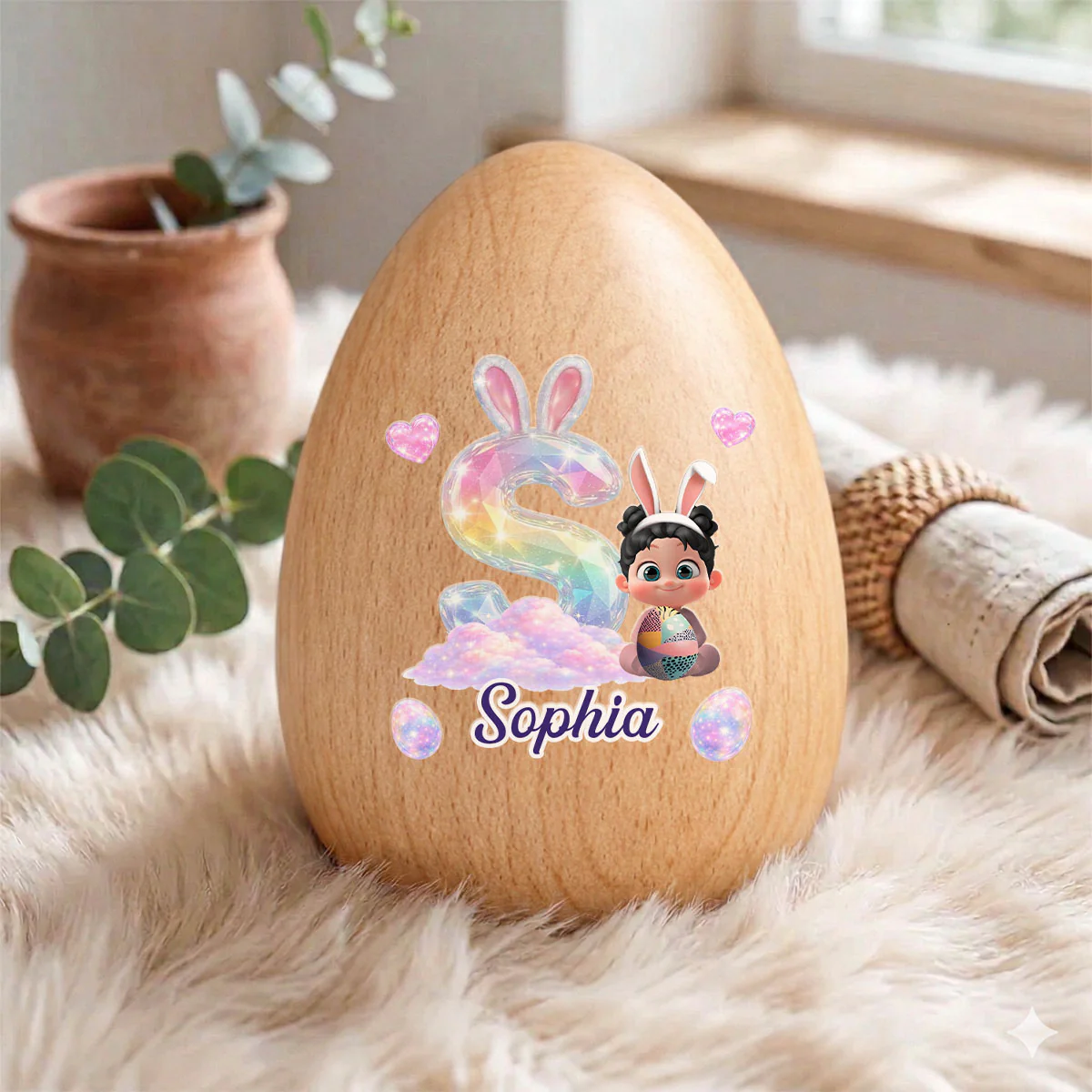 Easter With My Little Bunny - Personalized Custom Wooden Egg Shaker - Image 4