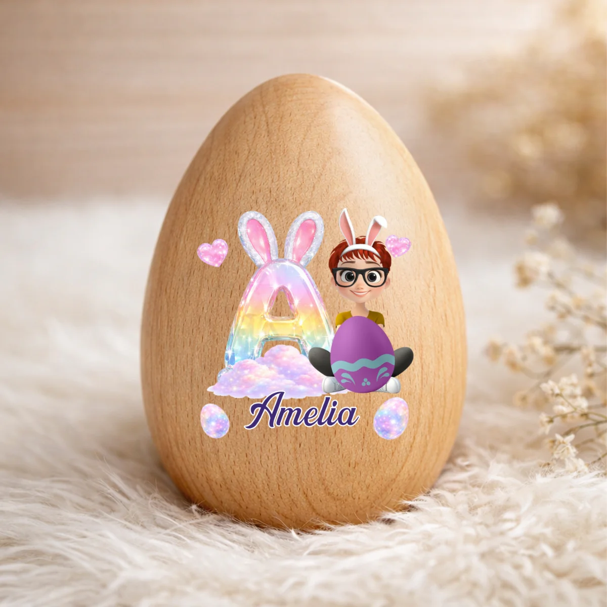 Easter With My Little Bunny - Personalized Custom Wooden Egg Shaker - Image 6