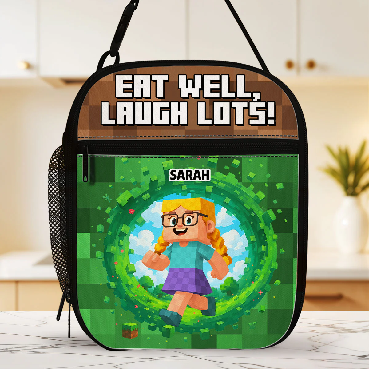 Eat Well Laugh Lots - Personalized Custom Insulated Lunch Bag - Image 2