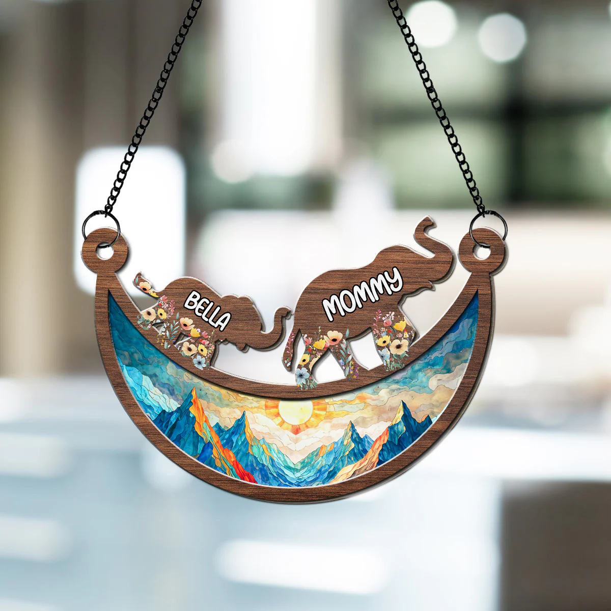 Elephant Mom Grandma - Personalized Custom Suncatcher - Image 2