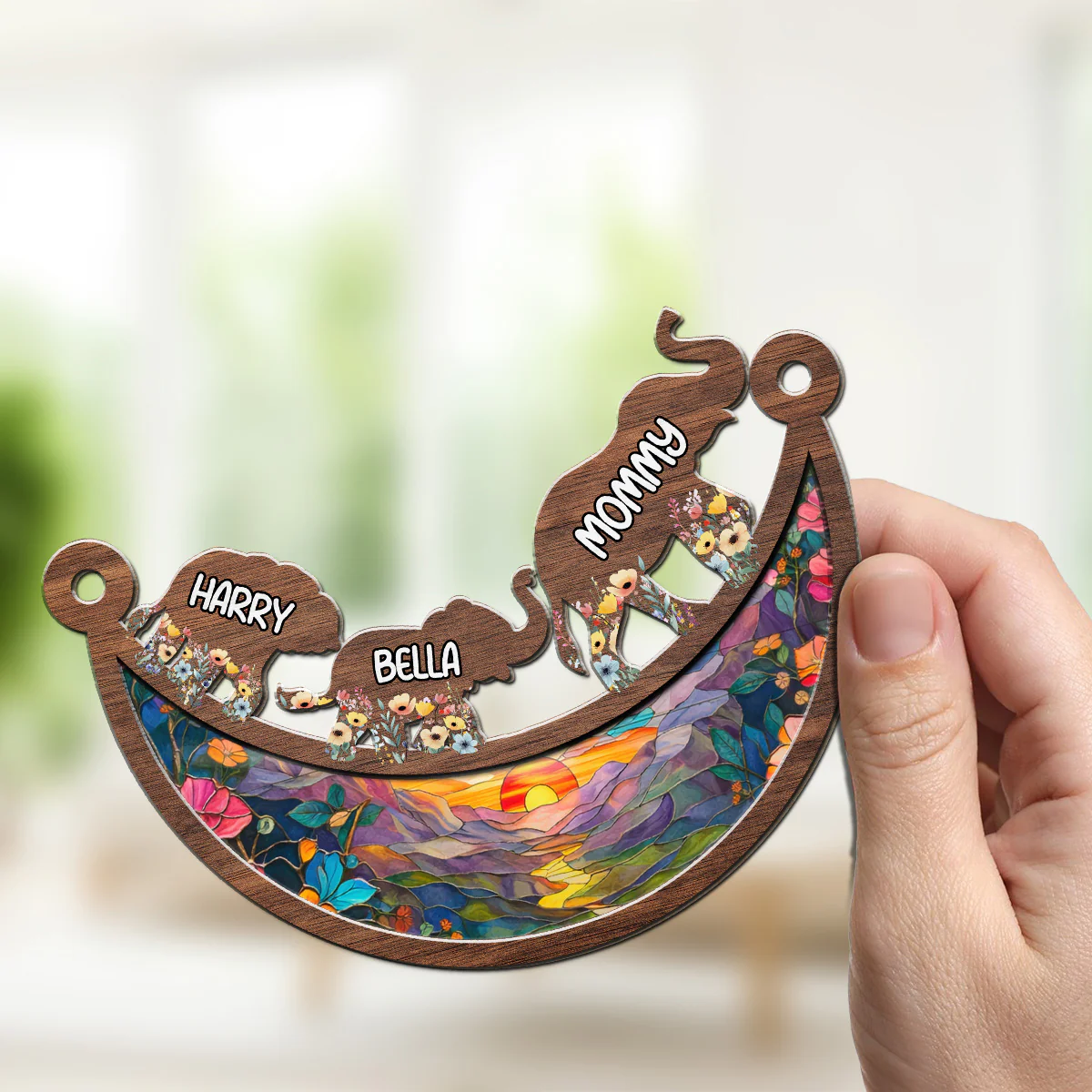 Elephant Mom Grandma - Personalized Custom Suncatcher - Image 3