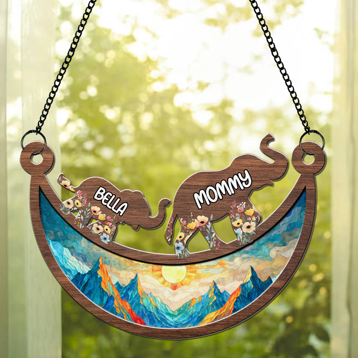 Elephant Mom Grandma - Personalized Custom Suncatcher - Image 4
