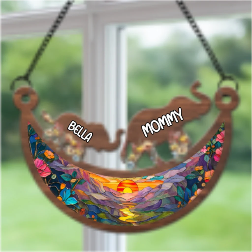 Elephant Mom Grandma - Personalized Custom Suncatcher - Image 6