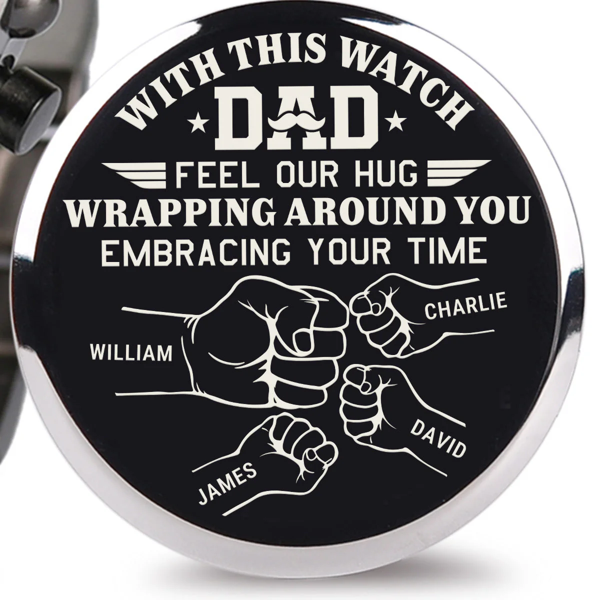 Embracing Time And Wrapping Around Father - Personalized Engraved Wooden Watches GQ026 - Image 2