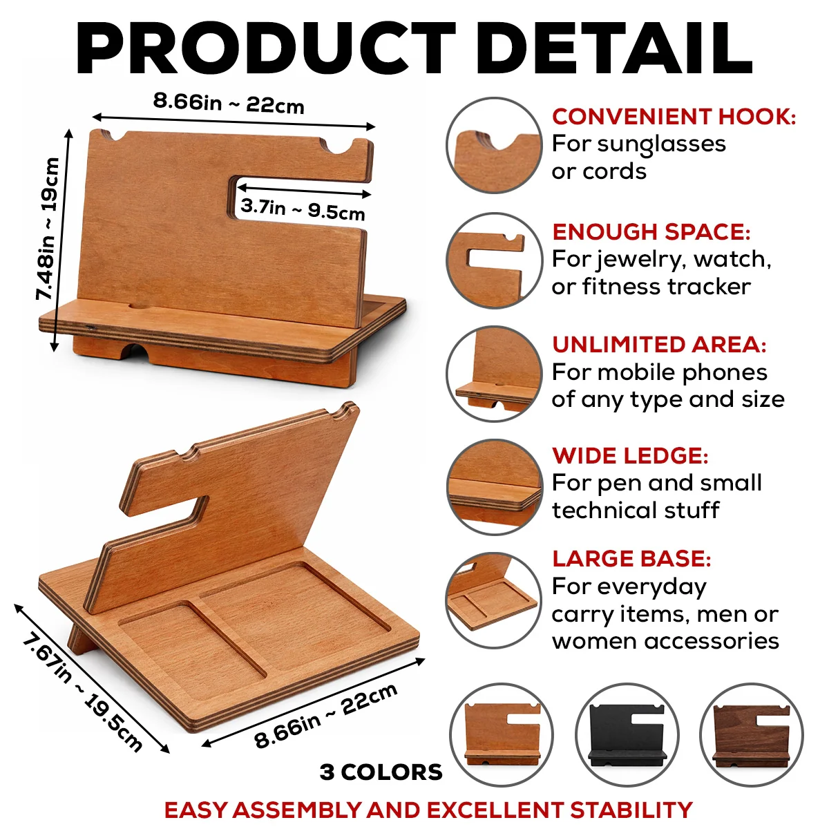 Empty Your Pockets Daddy - Personalized Custom Wood Phone Docking Station - Image 6