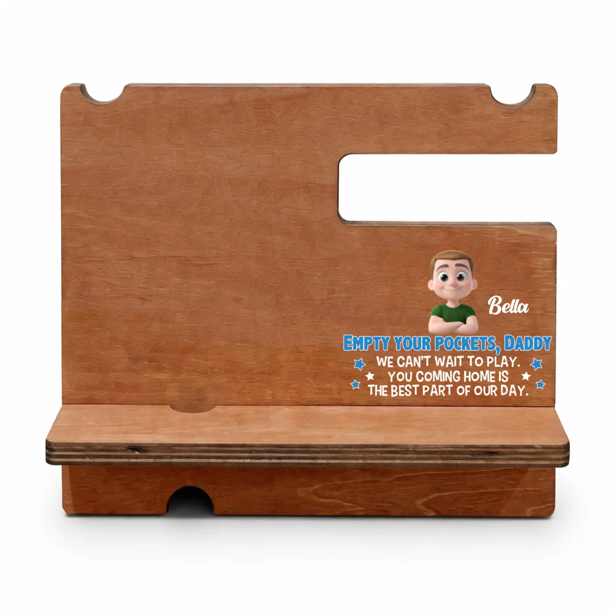 Empty Your Pockets Daddy - Personalized Custom Wood Phone Docking Station - Image 7