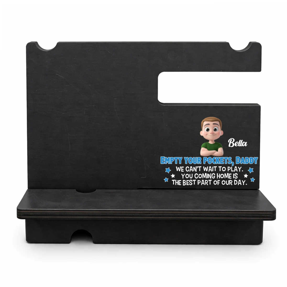 Empty Your Pockets Daddy - Personalized Custom Wood Phone Docking Station - Image 8