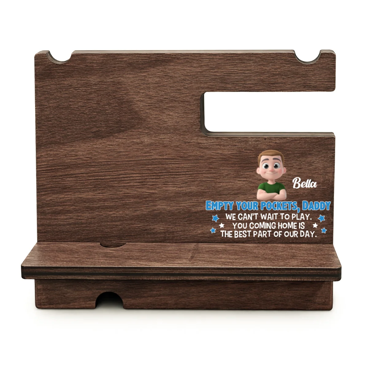 Empty Your Pockets Daddy - Personalized Custom Wood Phone Docking Station - Image 9