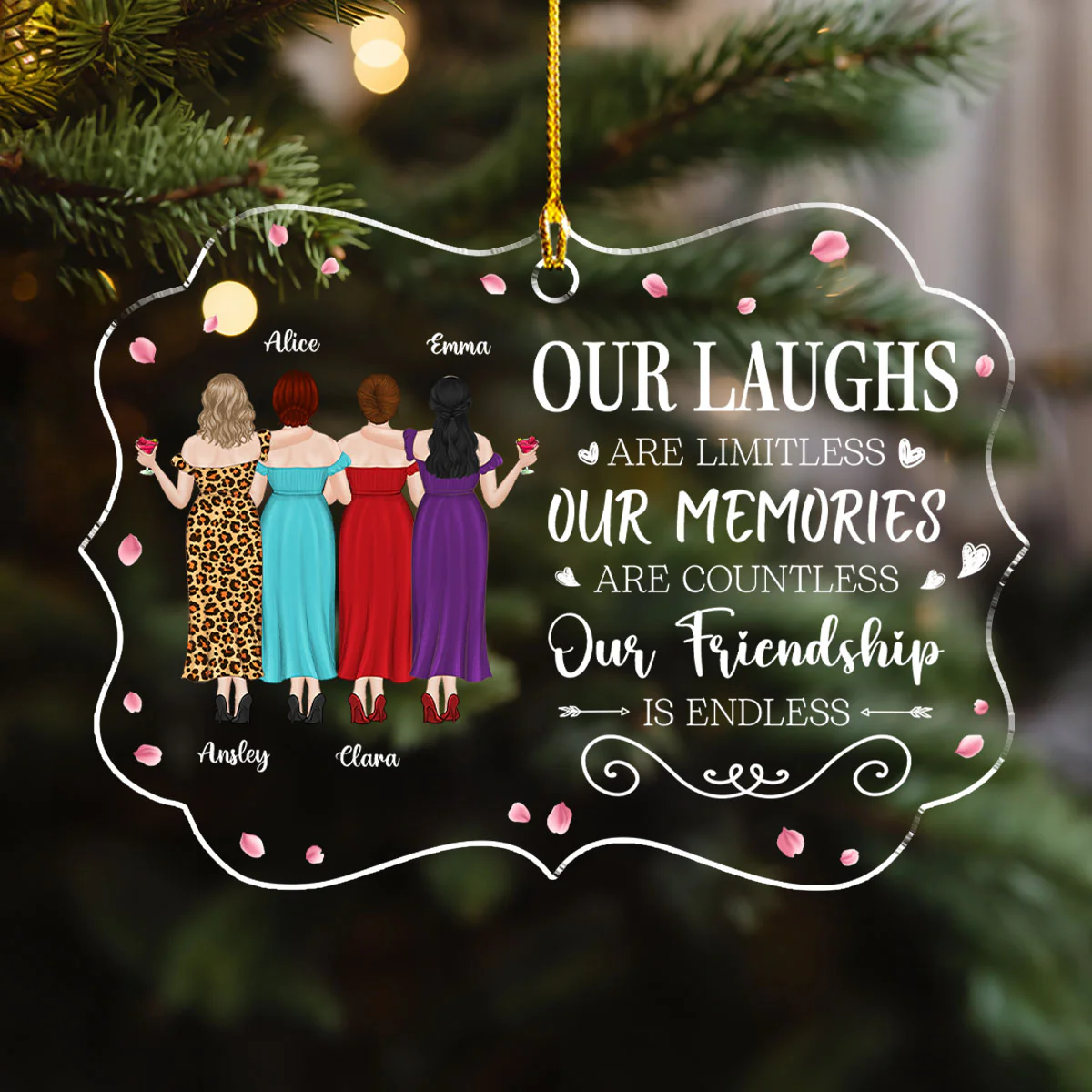 Endless Friendship Infinite Laughs - Personalized Custom Acrylic Ornament - Image 2