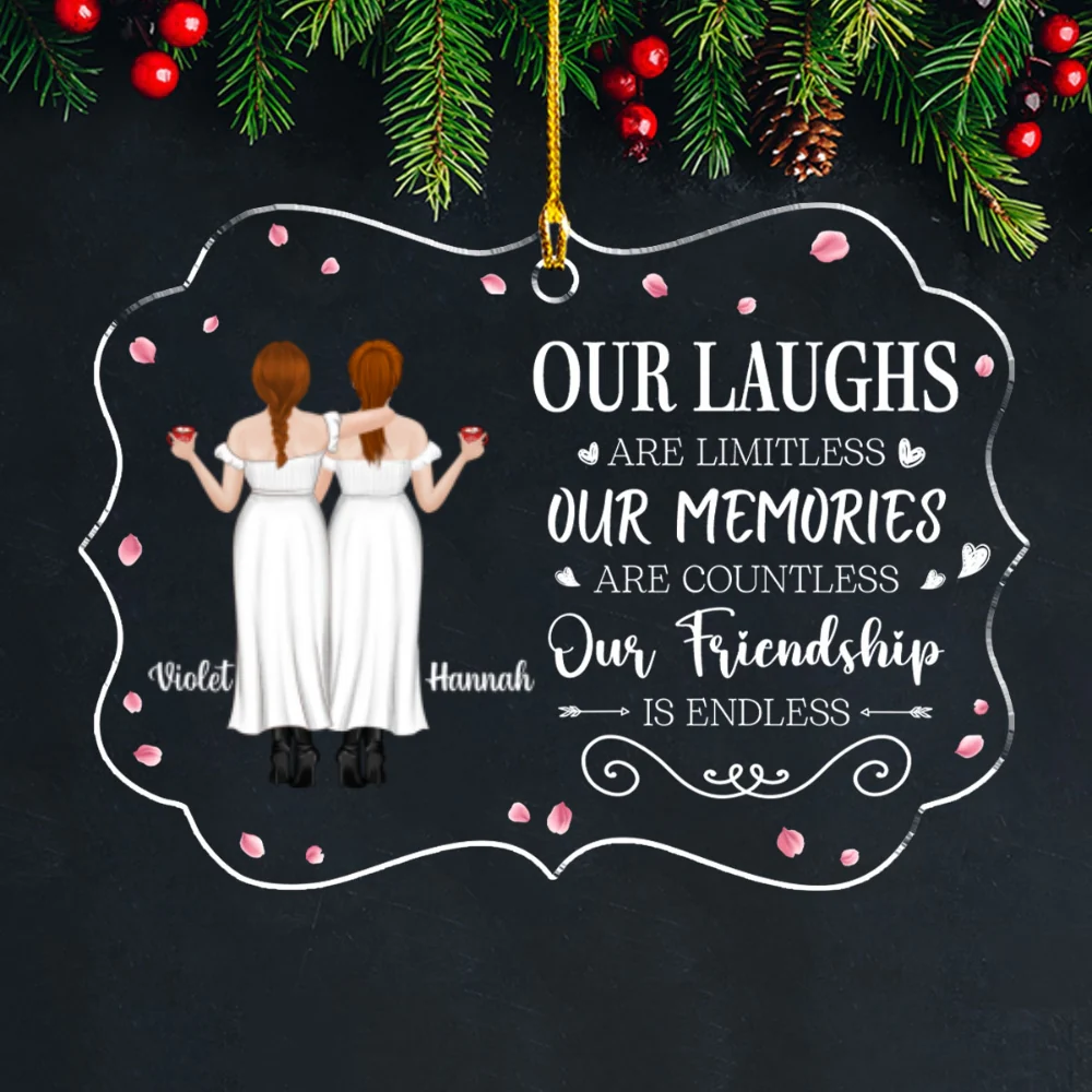 Endless Friendship Infinite Laughs - Personalized Custom Acrylic Ornament - Image 6