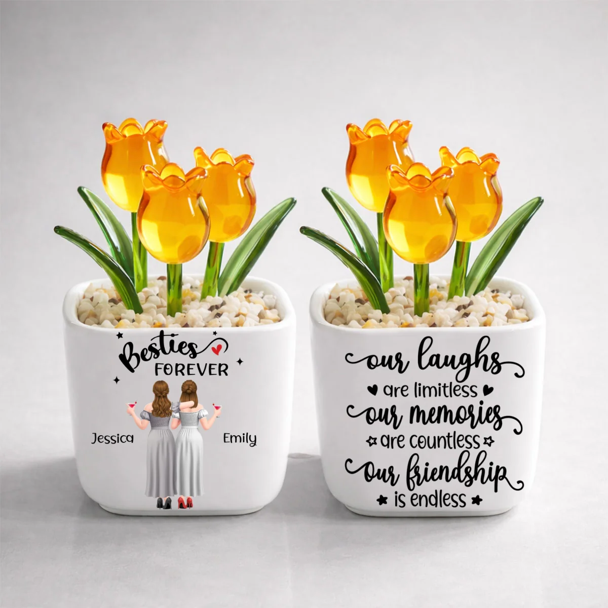 Endless Friendship - Personalized Custom Glass Everlasting Tulips - Image 12