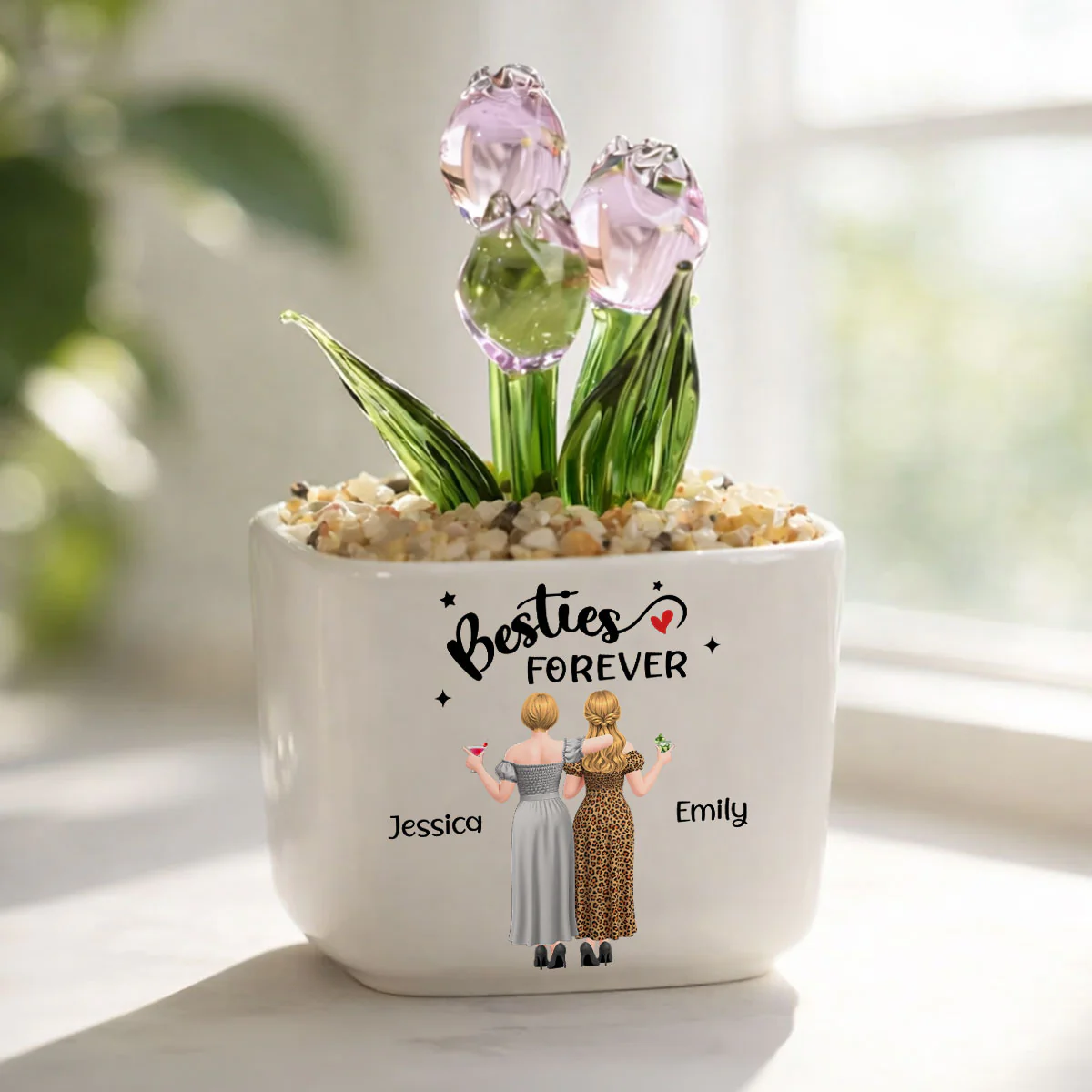 Endless Friendship - Personalized Custom Glass Everlasting Tulips - Image 6