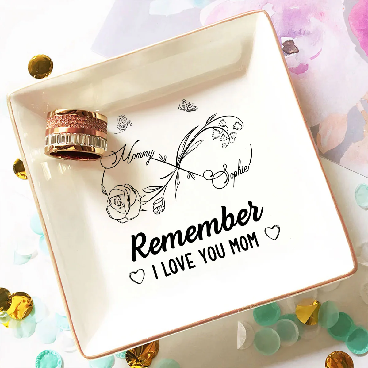 Endless Love For Mom Keepsake - Personalized Custom Jewelry Dish - Image 2