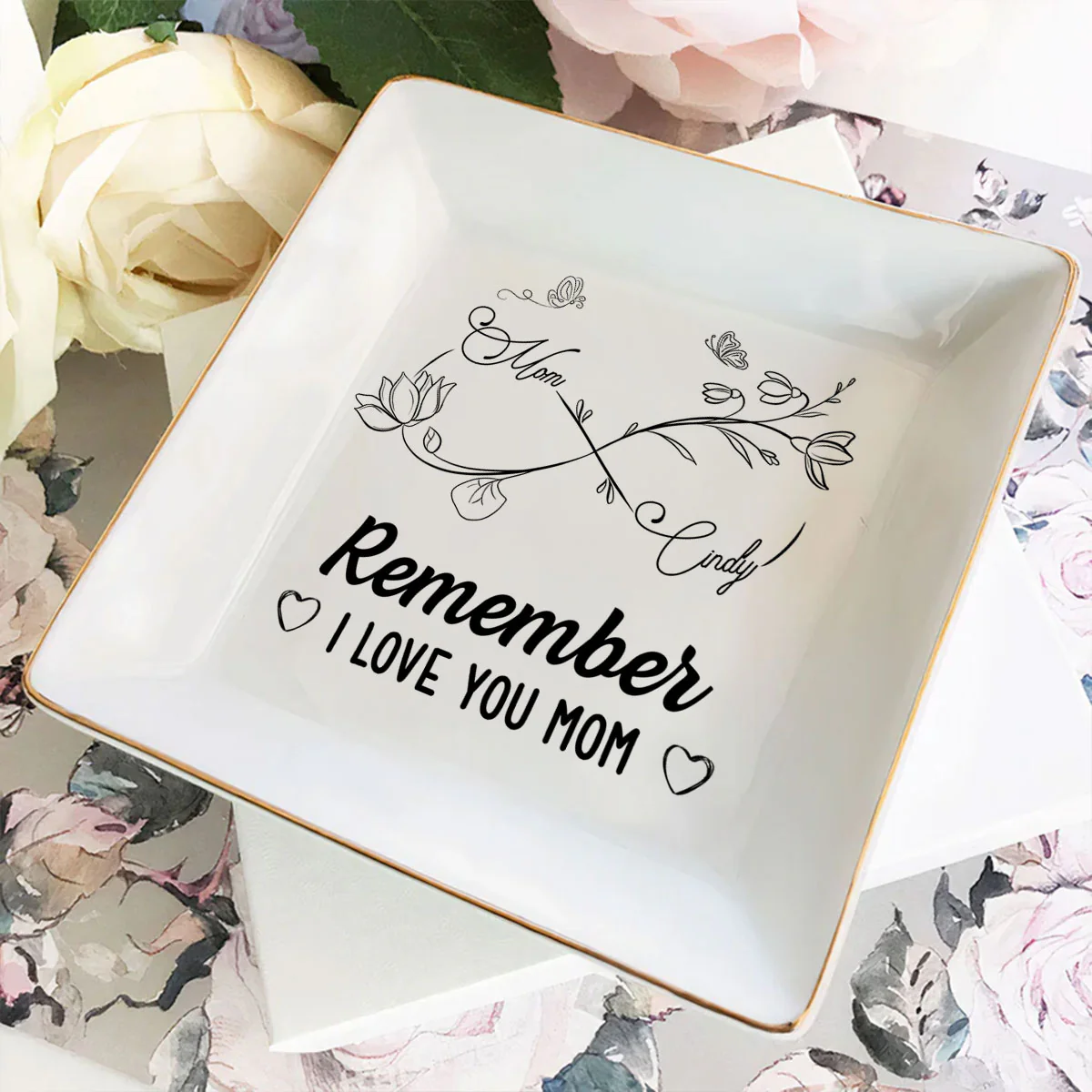 Endless Love For Mom Keepsake - Personalized Custom Jewelry Dish - Image 3