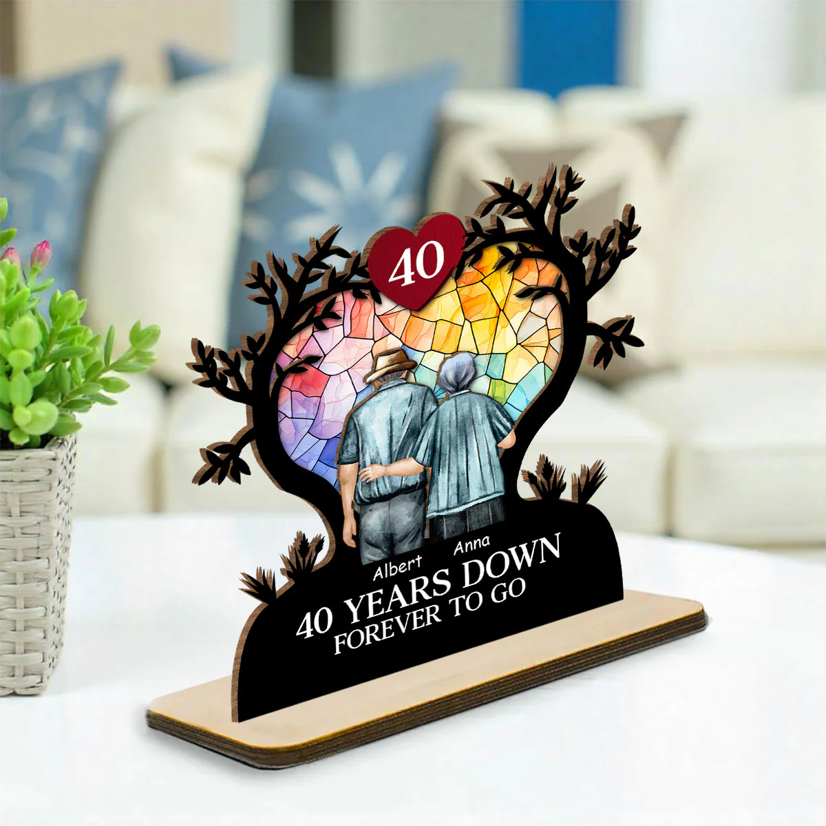 Endless Love - Personalized Custom 2-Layer Wood Plaque With Flat Base - Image 2