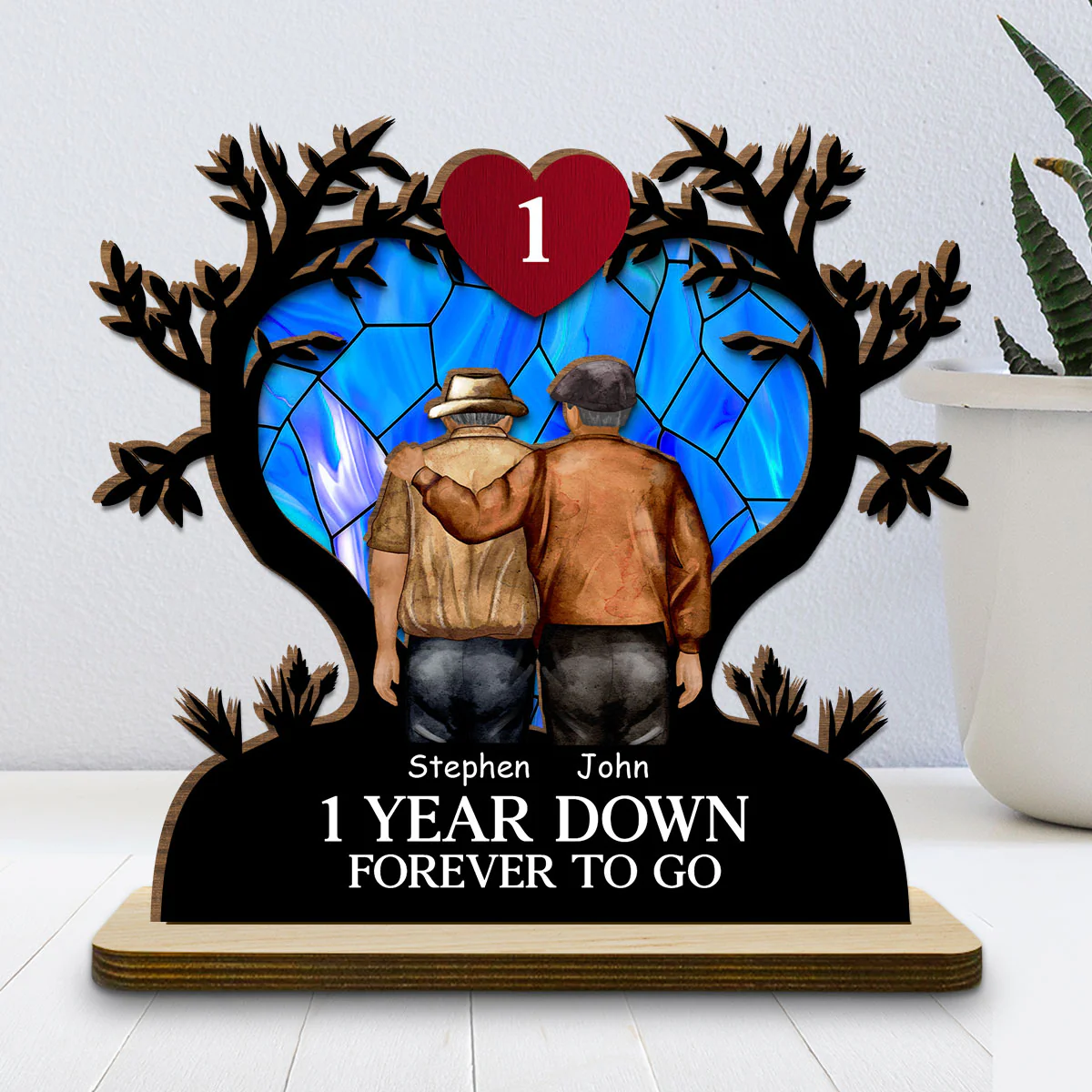 Endless Love - Personalized Custom 2-Layer Wood Plaque With Flat Base - Image 3