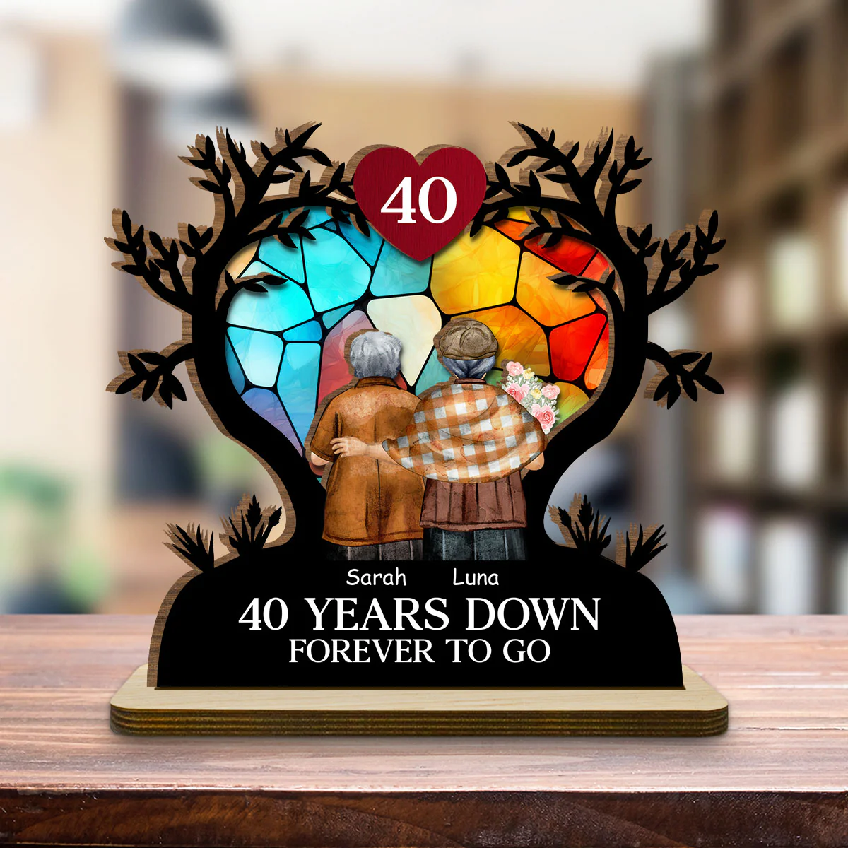 Endless Love - Personalized Custom 2-Layer Wood Plaque With Flat Base - Image 4