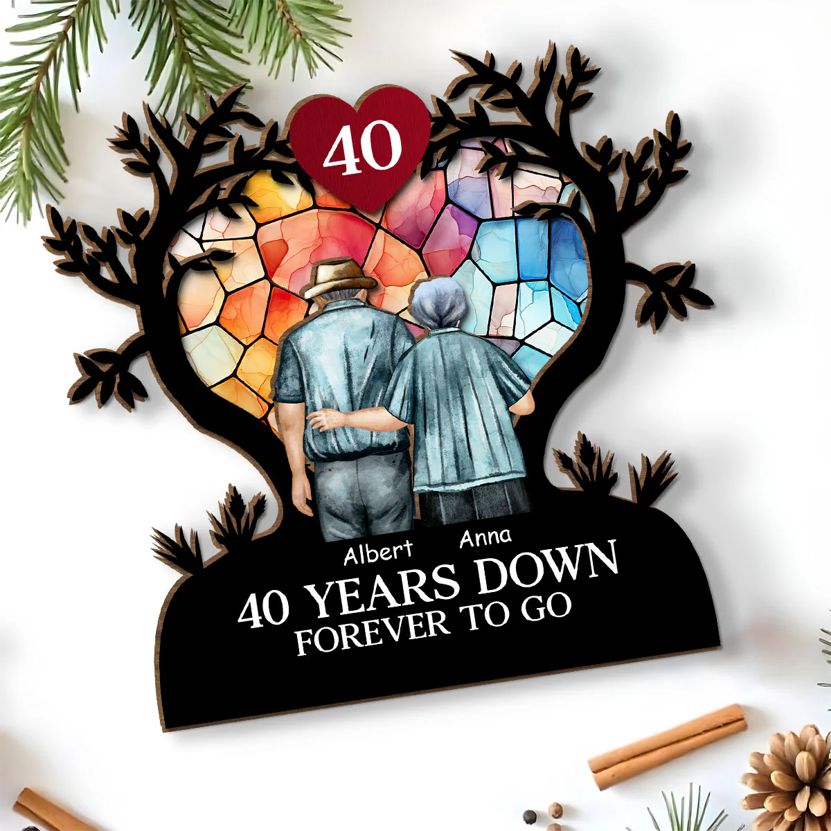 Endless Love - Personalized Custom 2-Layer Wood Plaque With Flat Base - Image 5