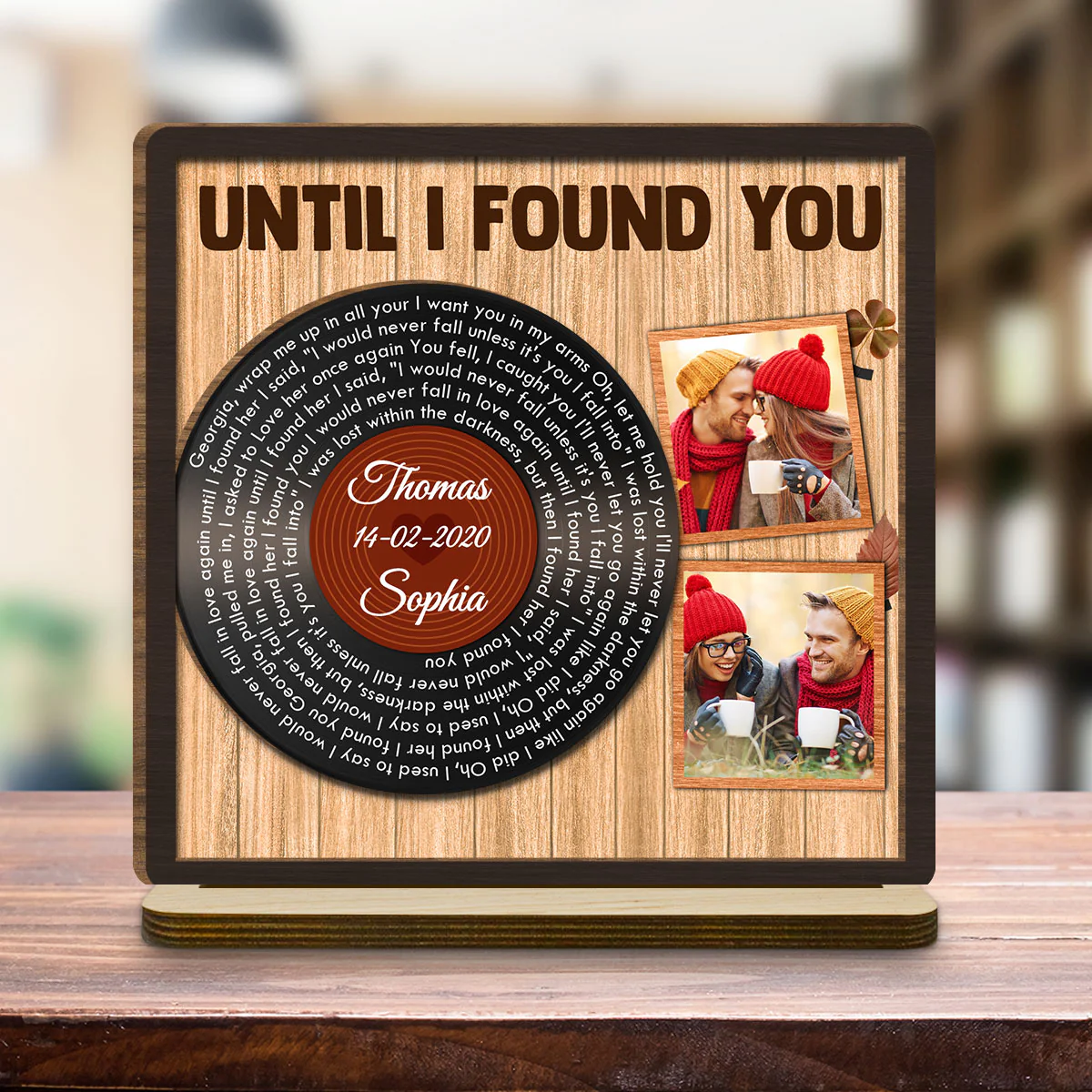 Endless Love Song Keepsake - Personalized Custom 2-Layer Wood Plaque With Flat Base - Image 3