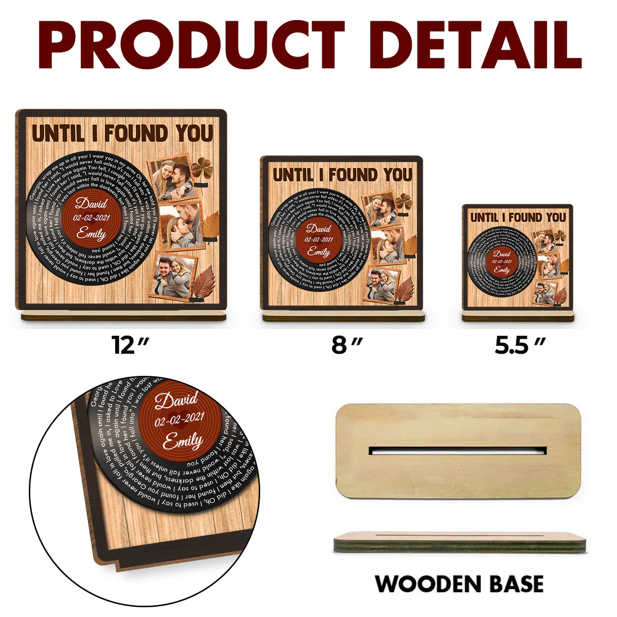 Endless Love Song Keepsake - Personalized Custom 2-Layer Wood Plaque With Flat Base - Image 6